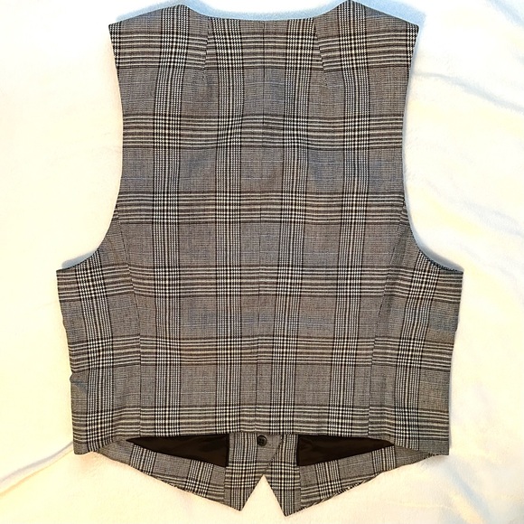 Madewell Italian Fabric Houndstooth Plaid Waisted Vest Women’s 4 NWT black white - Picture 2 of 8